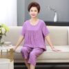 Middle Aged Elderly Mother Clothing Grandma Two-Piece Set Casual Sleepwear Women Short Sleeve Home Wear Pajamas Suit