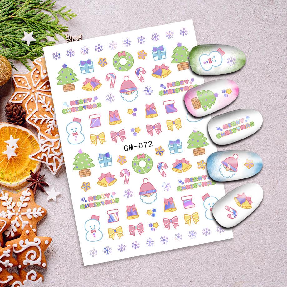 Snowflake Santa Claus Silver Nail Stickers - Christmas Decoration, Hot Seller in Cross-border E-commerce