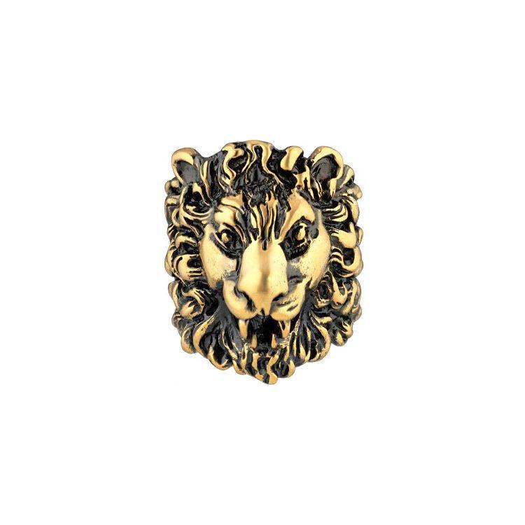 Gucci Lion Head Fashion Jewelry Matte Metal Ring Unisex rings Gold 398601-I4600-8233 15