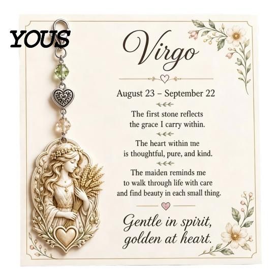 Zodiac Sign Bag Charm 12 Keychain with Keepsake Card, Star Card Pendant, Backpack Handbag Purse Charm, Inspirational Gift for Men Women Heart