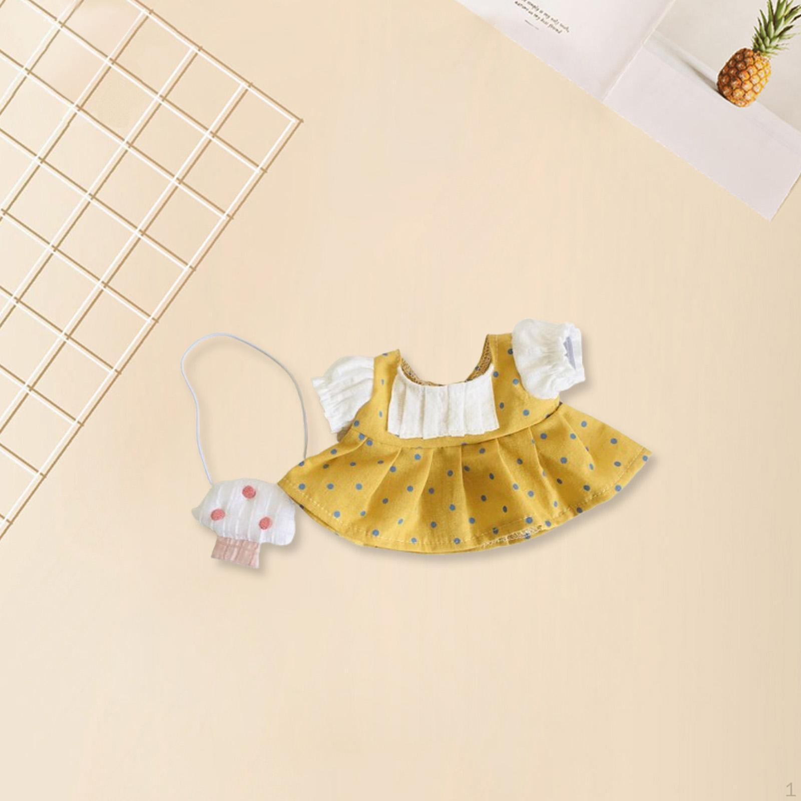 

1 комплект кукольной одежды для кукол 20 см, мультяшные мягкие игрушки, одежда, платье с сумкой жёлтый
