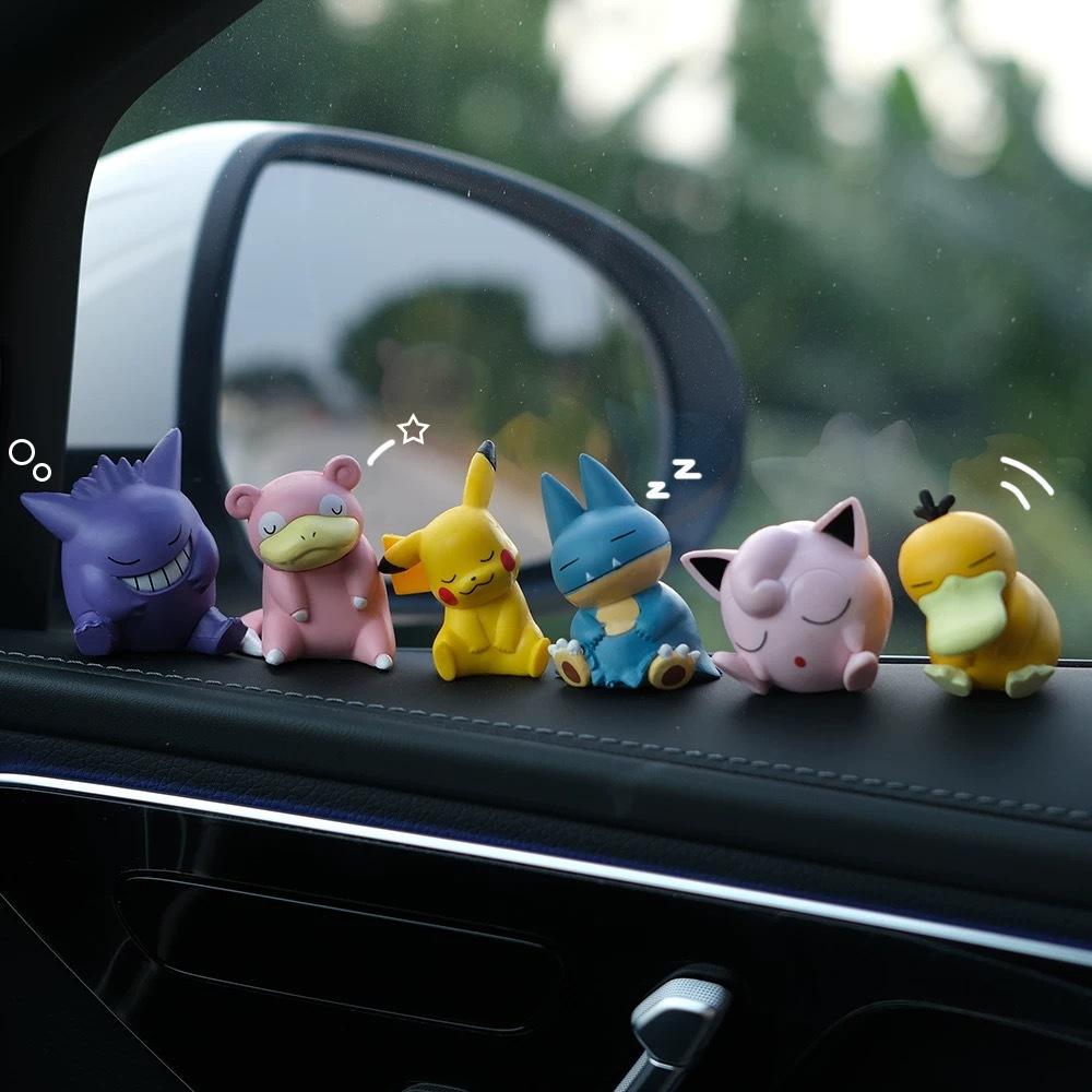 Cute Sleeping Pokemon Mini Figures Car Dashboard Decor Anime Gift for Fans