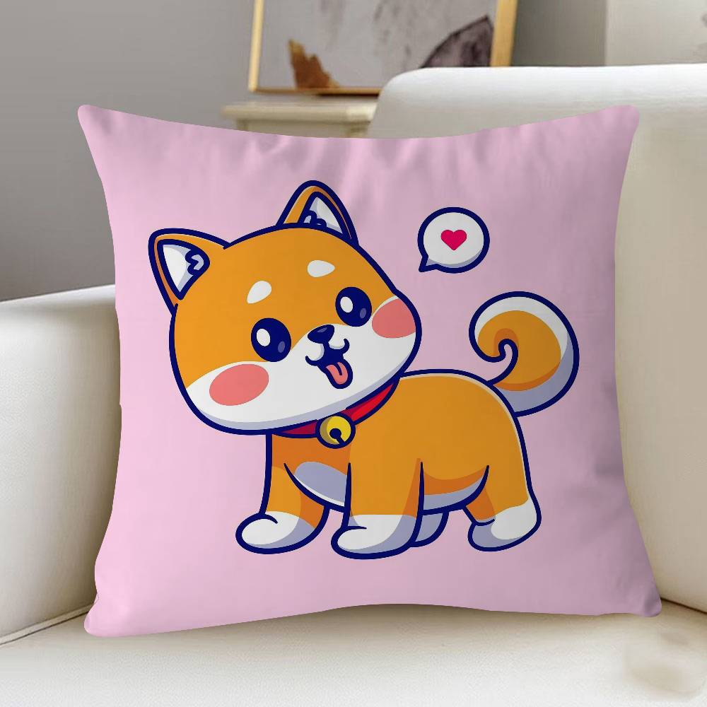 

Dog Cartoon Illustration Cute Pillow Cover Sofa Cushion Cover Home Room Decoration Children Gift 12x12Inch