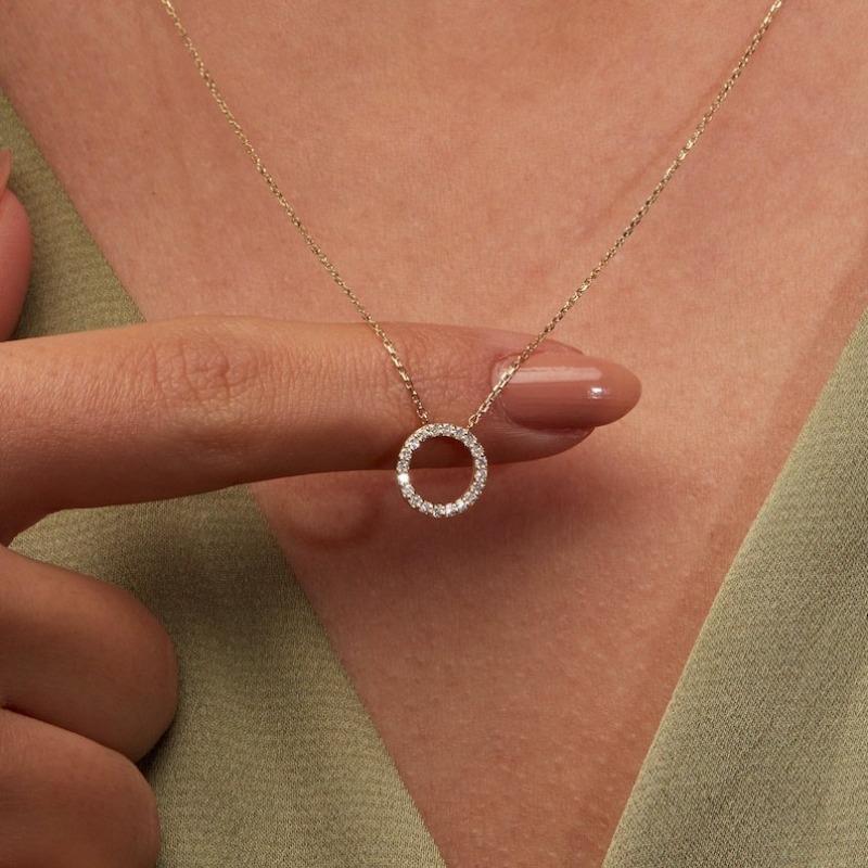 3Pcs/Set Fashion Dazzling Circle Earrings Necklace Set For Women Trendy Korean Crystal Cubic Zirconia Jewelry Sets Party Gifts