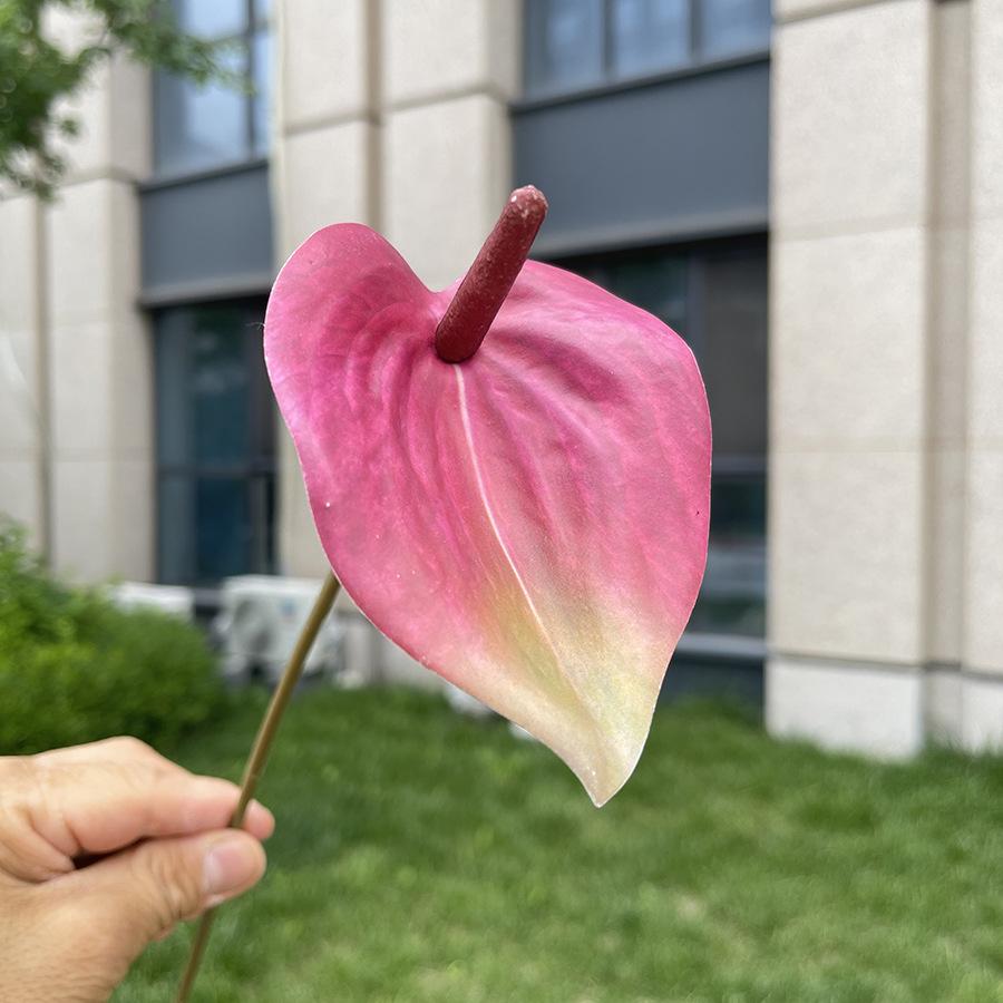 10ks Mini Anthurium Umělé Květiny Falešné Stonky Alokasie pro Svatbu Domácí Květinové Uspořádání Dekorace