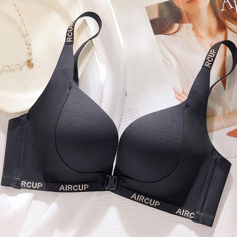 Sexy seamless front buckle lift, gather underwear, women s upper support, big U beautiful back, close sub-breasts, sexy bra 32 чёрный