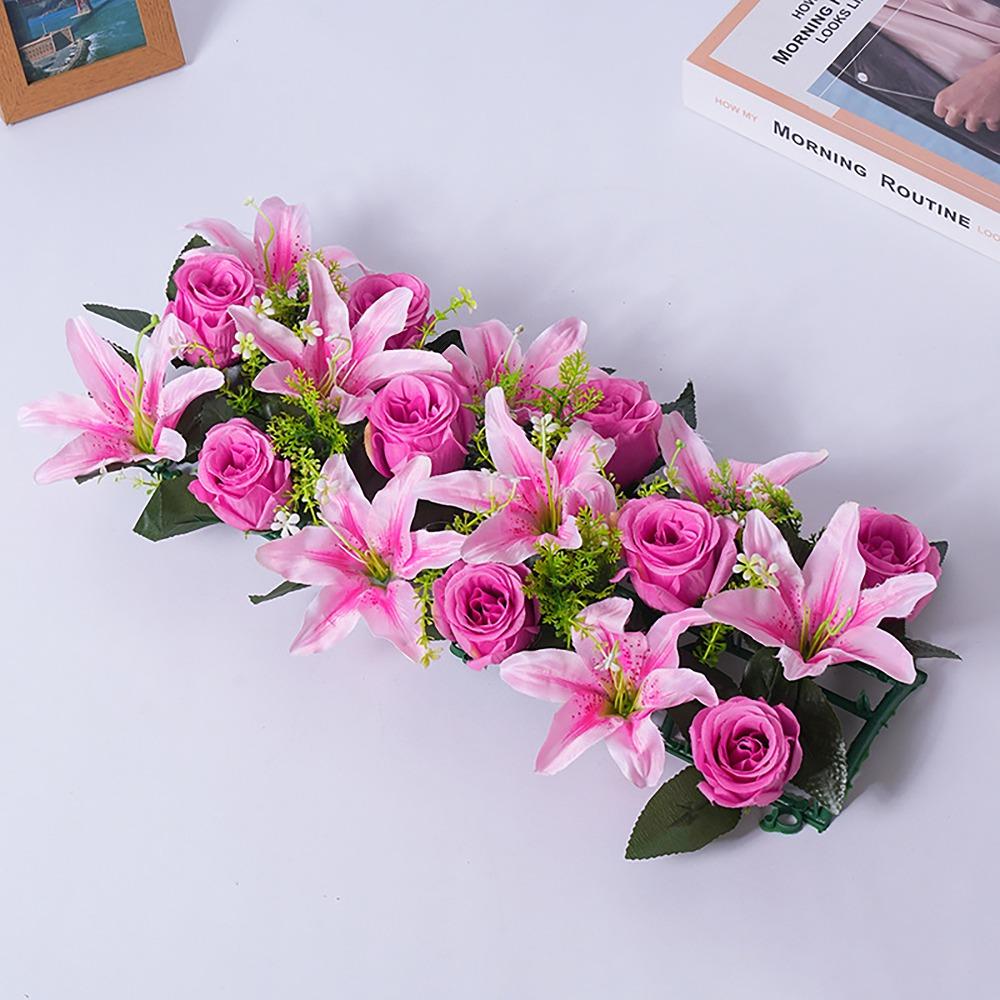 18Pcs/bundle 43cm Artificial Flowers Shooting Prop Rose&lily Artificial Rose Lily Flowers Wall Arches Decor Party Stage Supplies