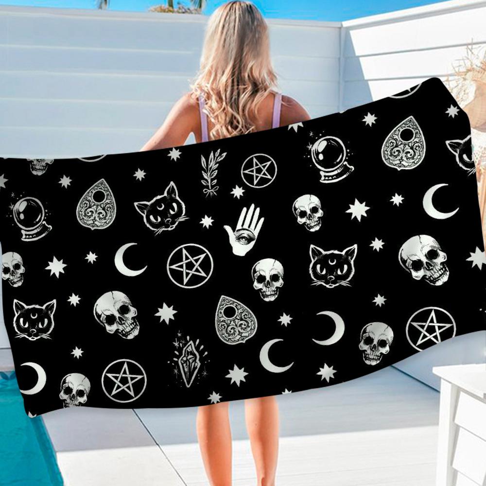 Witches Moon Tarot Beach Towel Colorful Bath Towels for Girl Microfiber Quick Dry Custom Sand Free Beach Yoga Spa Gym Pool