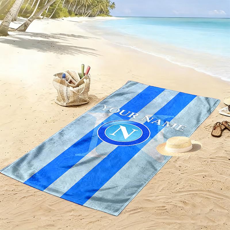 Nome Personalizzato S.S.C. Asciugamano da Spiaggia Stampa Napoli, Asciugamano Grande Morbido Asciugatura Rapida per Spiaggia Campeggio Nuoto -HE108
