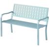 Outdoor Bench, Garden Bench Made of Steel, Cut-Out Backrest, Armrests, for 2 People, Blue