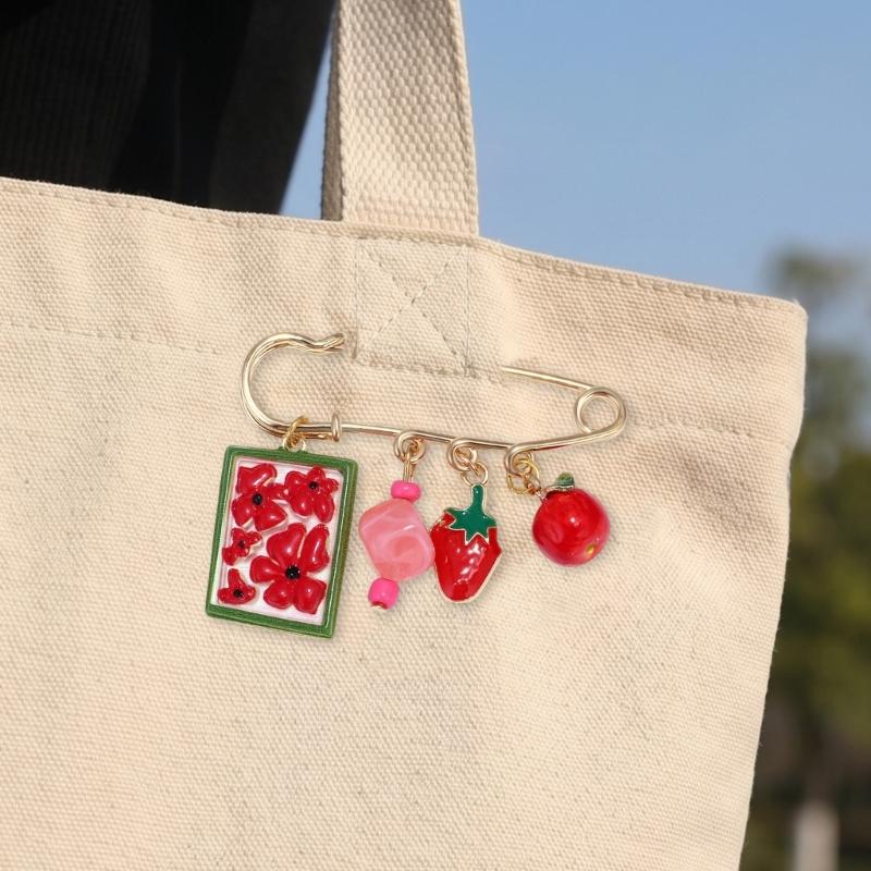 Colorful Fruit Flower Design Alloy Brooch Lightweight Stylish Jewelry For Summer Dresses And Scarves