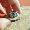 Retro Sunflower Pattern Open Adjustable Ring Temperament Men and Women Couple Ring Jewelry