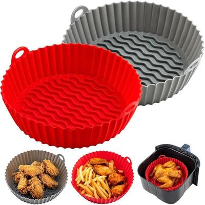 Almofada de silicone para fritadeira a ar, bandeja para cozimento de micro-ondas, grelha de pizza, esteira de silicone reutilizável, forro para fritadeira a ar, acessórios para fritadeira