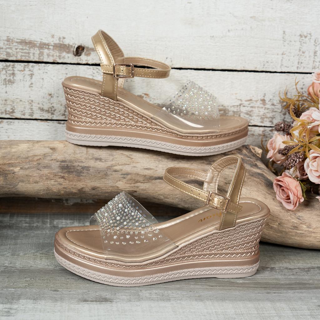 Fashion Heel Large-sized High-heeled Flat Sandals for Women, 2025 New Fashion Thick-soled and Comfortable Foreign Trade Women's Sandals