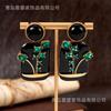 Medieval jewelry new Chinese enamel dripping oil colored treasure relief flower geometric stud earrings retro national style high sense earrings