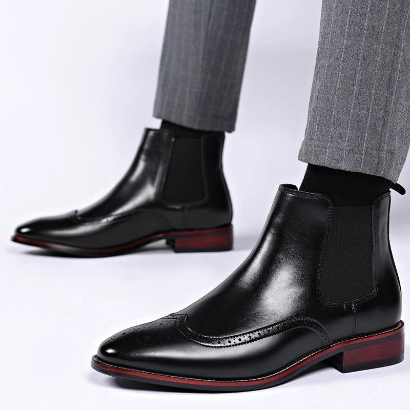 Fashion Brand Retro Men Chelsea Boots Business PU Leather Ankle Boots Men 2025 Autumn Black Brown Mens Boots