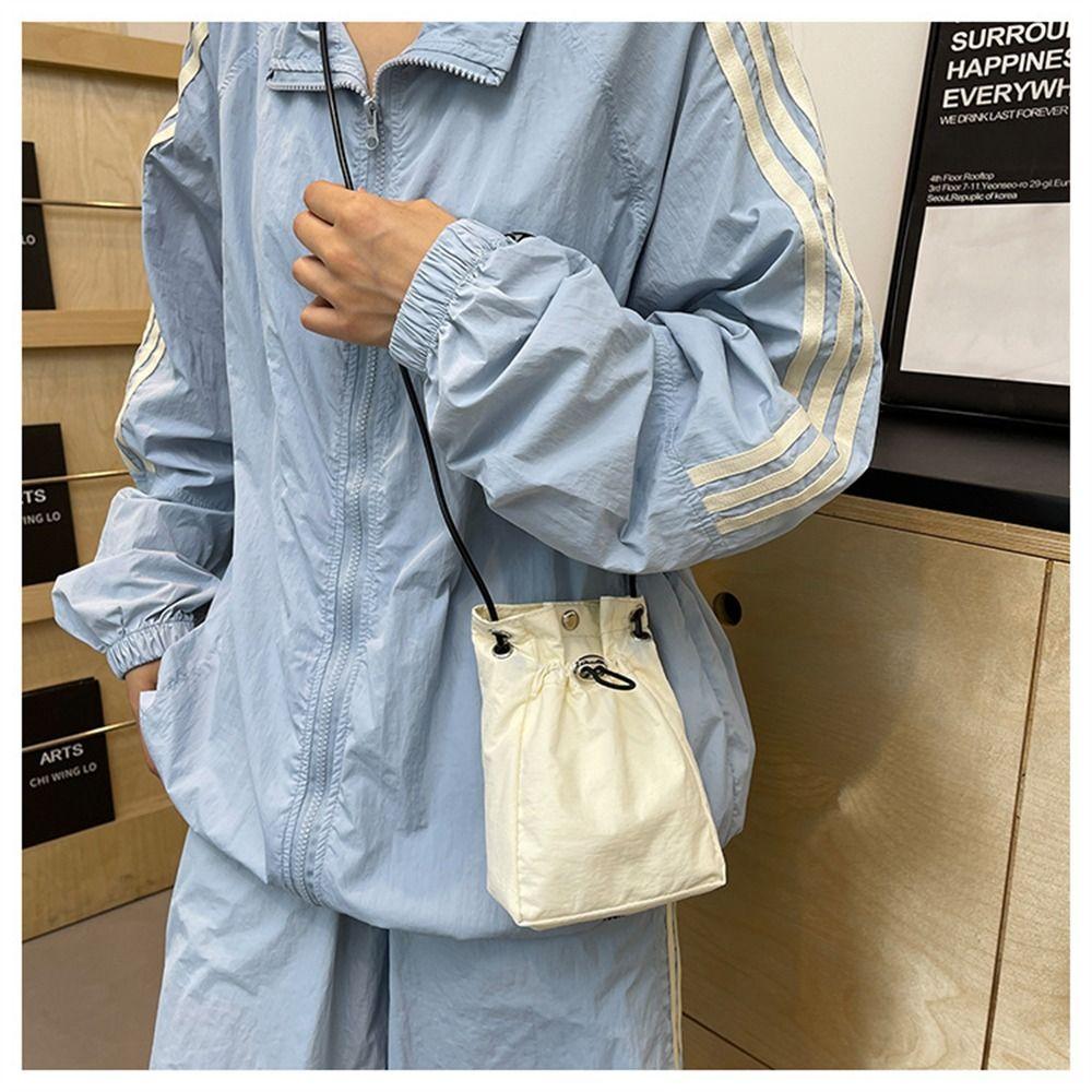Fashion Minimalist Solid Shoulder Crossbody Bags Girls Messenger Bag Lightweight Phone Bag Nylon Small Coin Purse