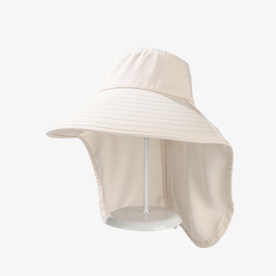 

Big Brim Drawstring Shawl Hat Women s Summer Anti-Ultraviolet Face-Shading Sun Hat Outdoor Neck-Protection Shading Sun Hat бежевий