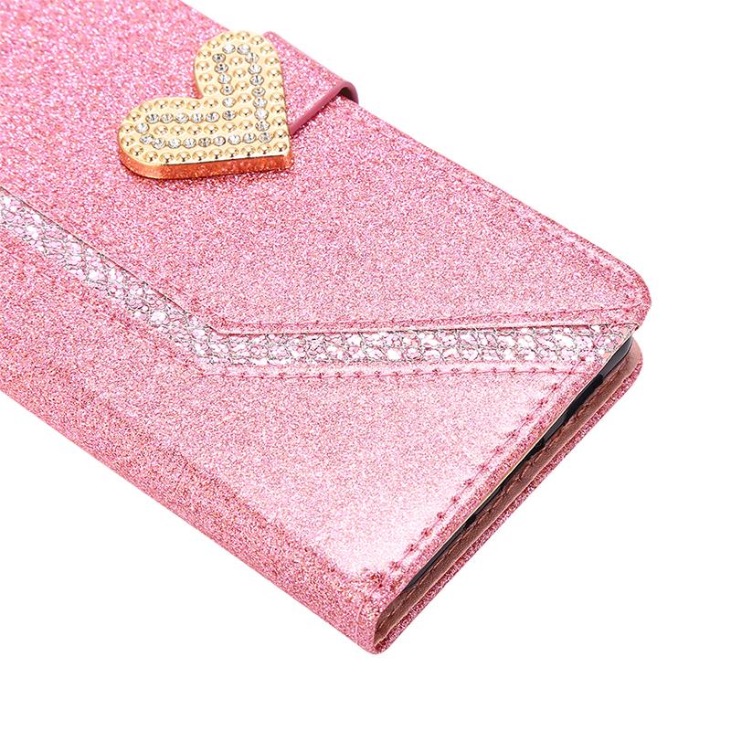 Shiny Case For iPhone 16 15 14 13 Pro Max 12 MINI 11 Pro X XR XS XS Max 7 8 Plus Wallet Flip Leather Case
