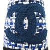 Great CHANEL Leather Shoes COCO Mark Tweed Espadrilles Blue Women 35 G34546 Used