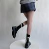Japanese Style Fashion Middle Tube Calf Socks Women JK Girl Cute Bandage Bowknot Ruffke Trim Cotton Long Socks Stockings