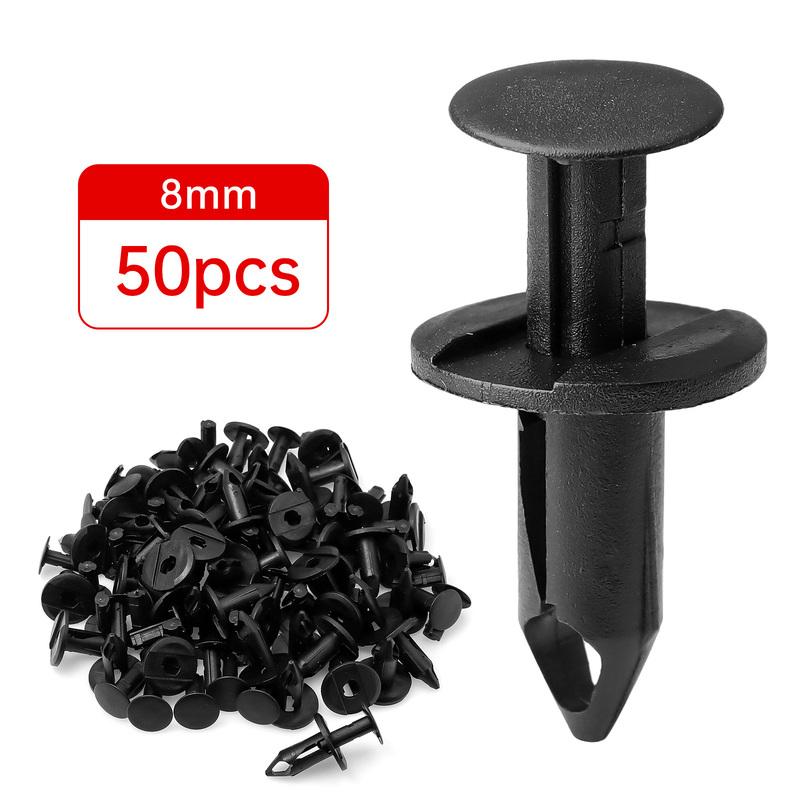 50pcs/set 8mm Car Fixed Rivet Retainer Plastic Rivets Fastener Push Clips Auto Bumper Fender Fastener Retainer Clips for Ford