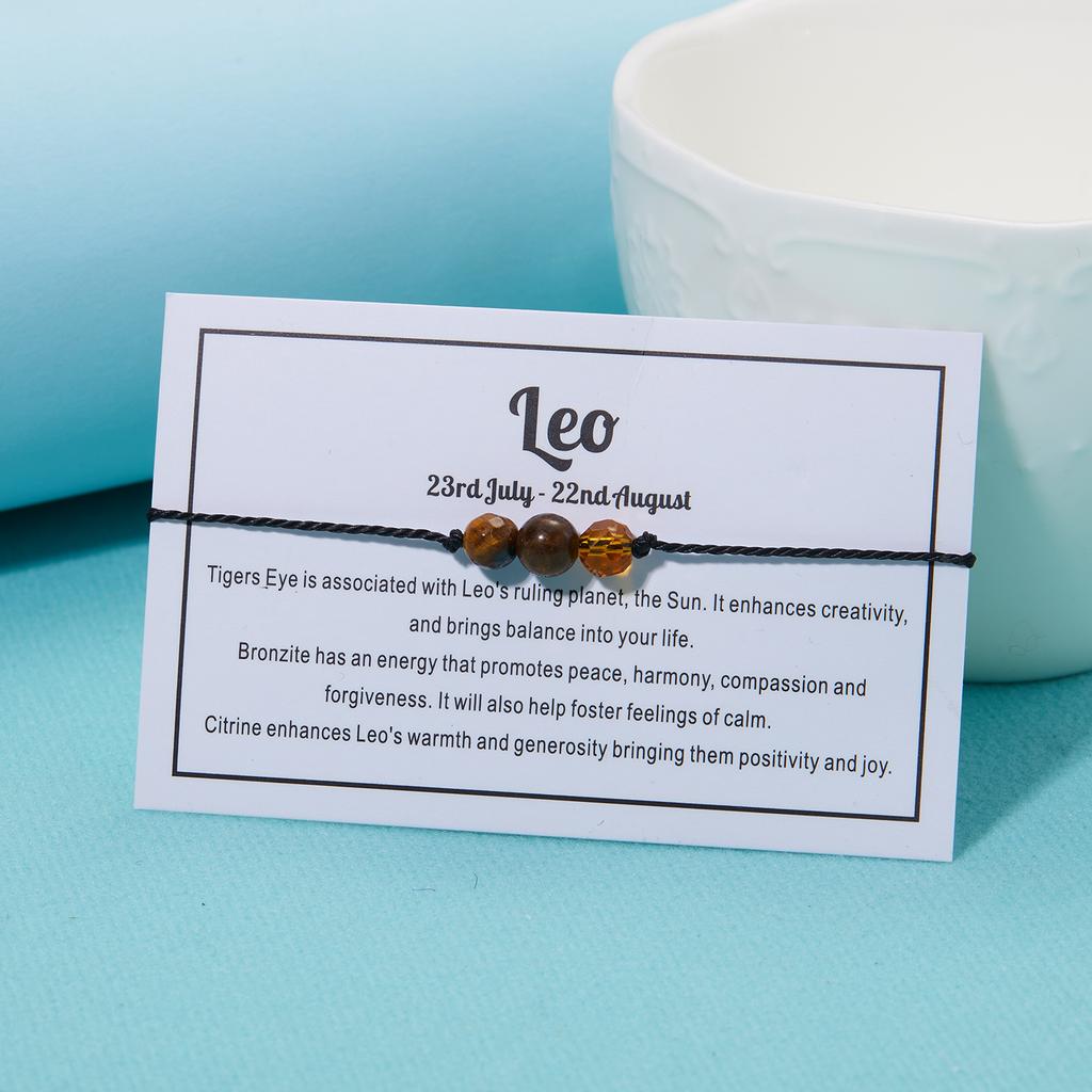 12 Constellation Bracelet Crystal Beads Rope Chain Bracelets for Women Zodiac Sign Libra Aries Wish Card Birthday Jewelry Gifts