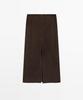 Masimodutti Straight Nubuck Leather Midi Skirt