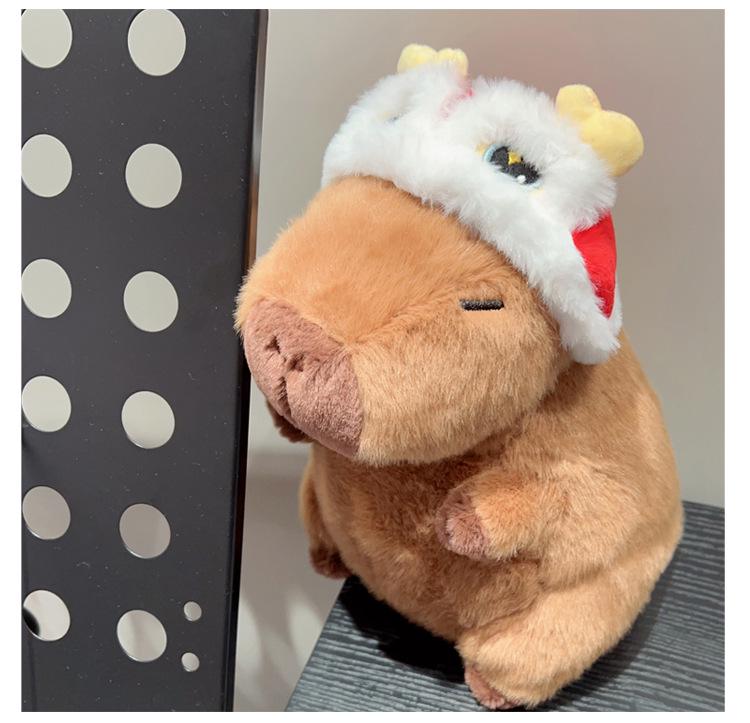 Capybara Lion Dance Hat Style Plush Toy - Cute Capybara Series Doll
