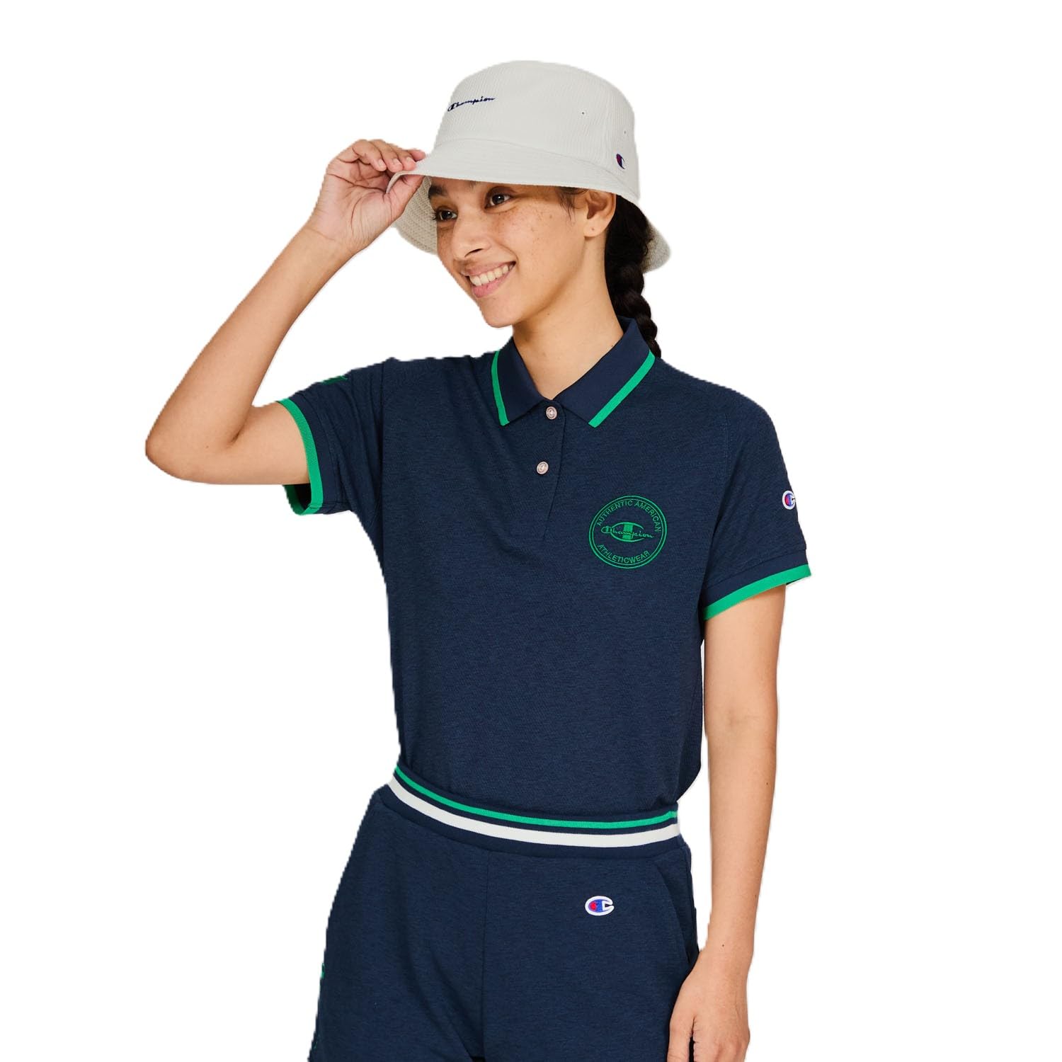 

Женская футболка-поло Champion с коротким рукавом, быстросохнущая, с защитой от УФ-лучей, с вышивкой (CW-BG303), Темно-синий, Защита, Сушка,