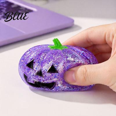Anxiety Relief Tools Halloween Glitter Pumpkin Stress Ball Head Squeeze Toy for Hand Therapy Toys Relief Creepy Fidget Party Favors Tension