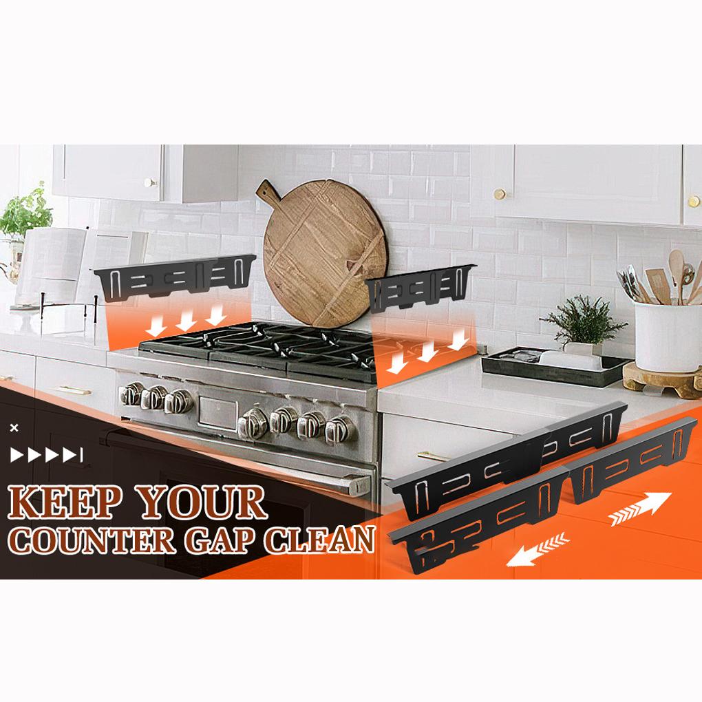 2PCS Stainless Steel Stove Gap Covers Adjustable Length Oven Side Gap Fillers Anti Rust Heat Resistant Stove Counter Gap Fillers