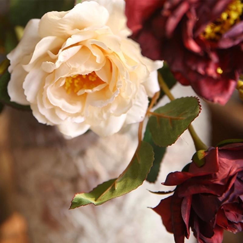 Autumn Color Peony Flower Elegant Peony Simulation Flower Artificial for Table Setting & VisualFocus in Dining Area