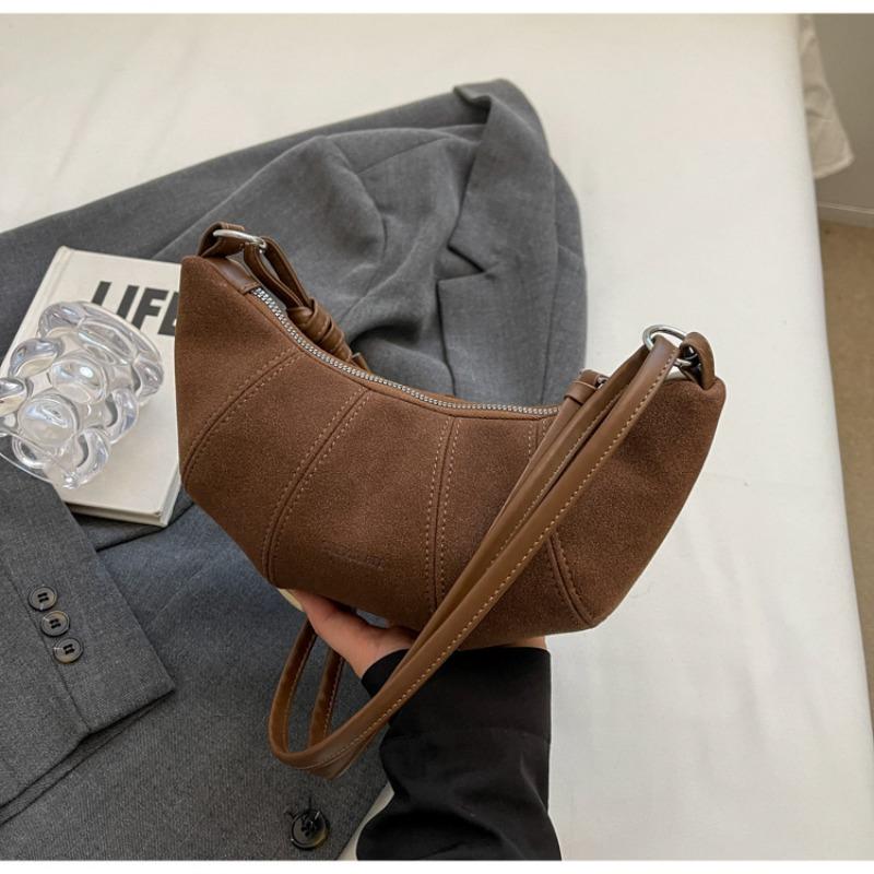 New niche croissant bag women's splicing casual simple messenger dumpling bag daily commuter mobile phone bag