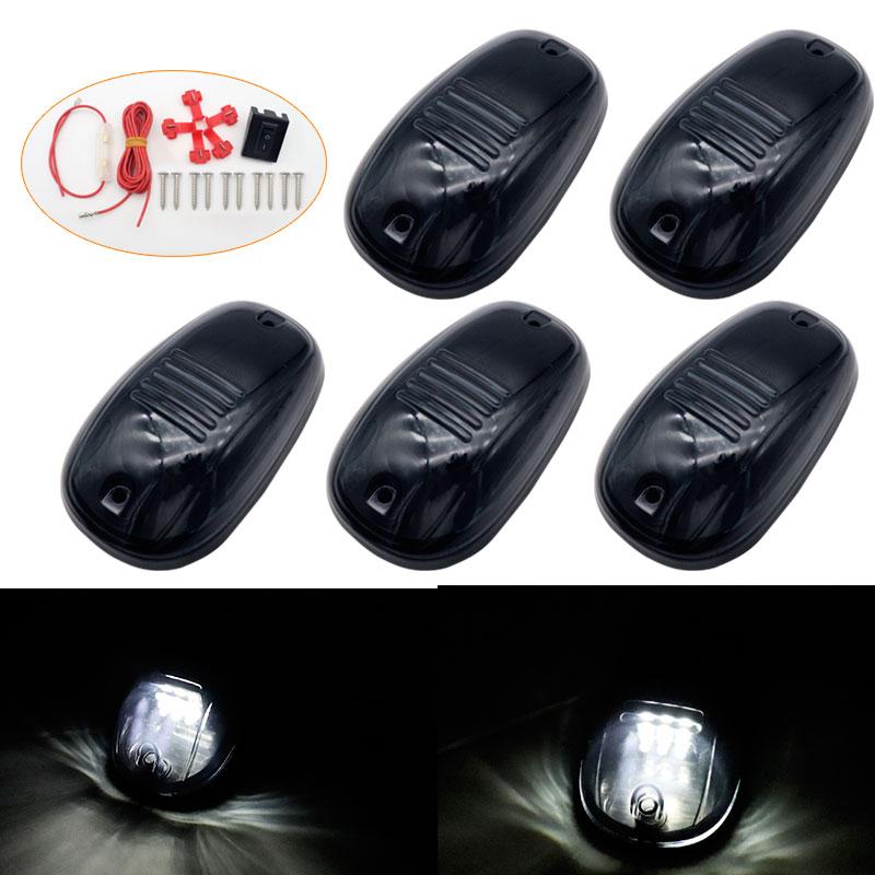 

5x габаритных огней на крышу кабины автомобиля, 9 светодиодных дымчатых линзовых лампочек, сигнальные огни для пикапа Dodge RAM белый