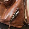 Leather Hobo Bag Women's Fashion Shoulder Tote with Dual Zip Pockets and Adjustable Strap