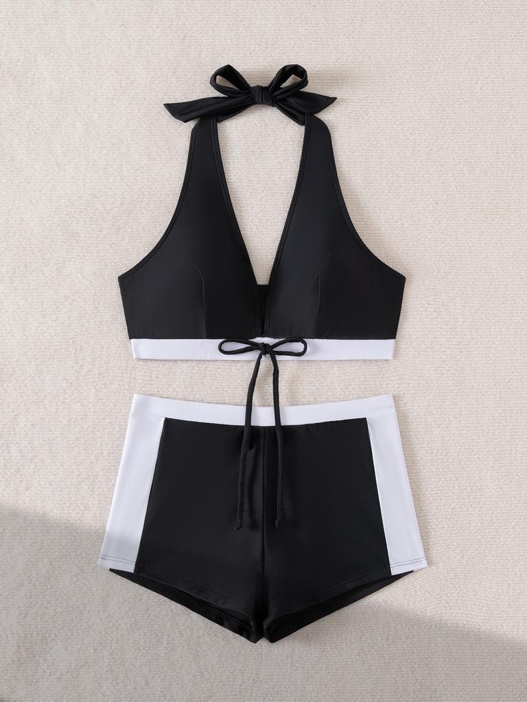 Damen High-Waist Zweiteiliger Bikini Badeanzug