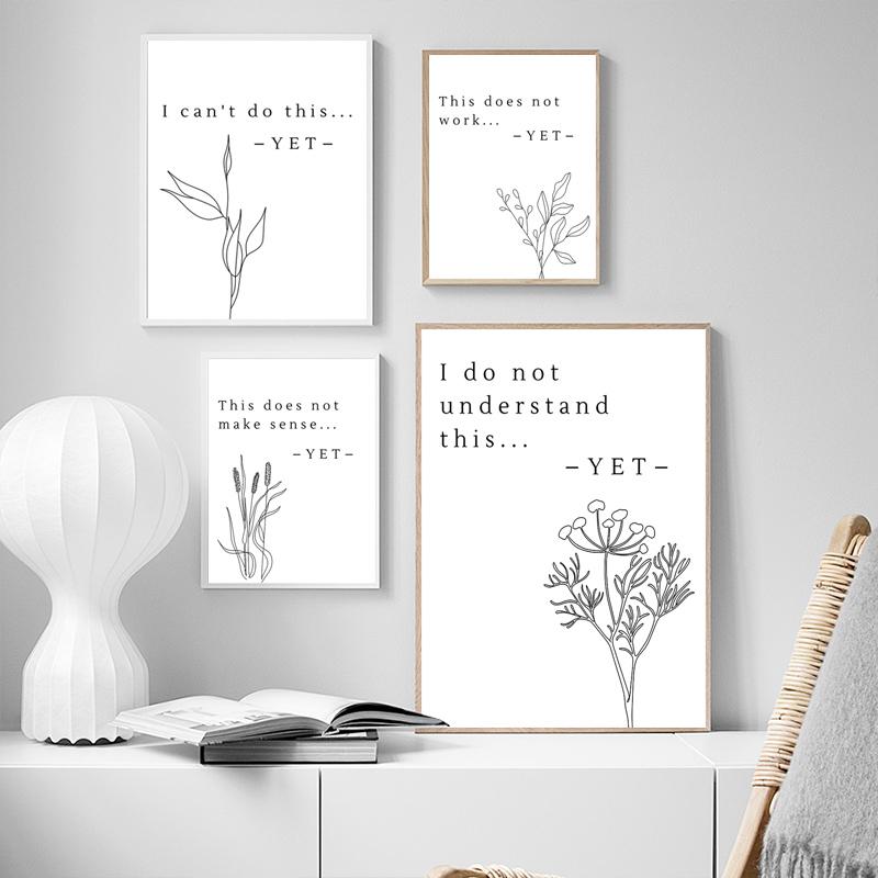 Nordic Style Canvas Painting Minimalist Poster Growth Mindset Motto Decorative Paintings Motivational Wall Art Picture for Room