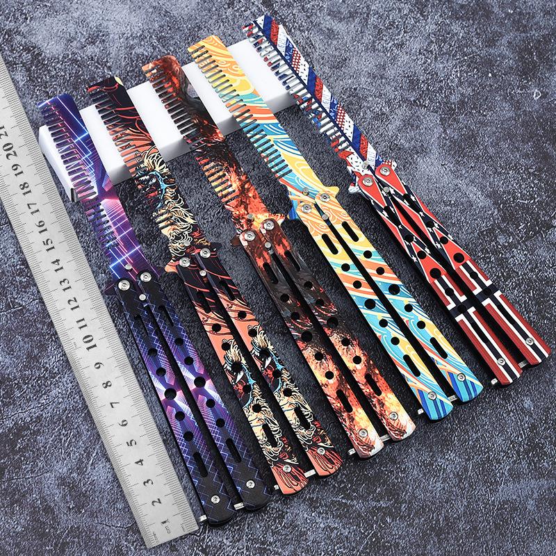 3D Butterfly Trainer Comb for Hand Practice - Unsharpened Pompadour Style CSgo Knife.
