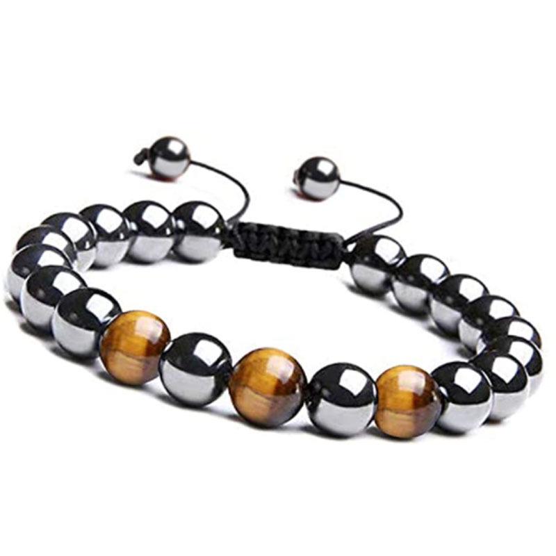 Cross-border Tiger Eye & Hematite Obsidian Beaded Men's Fashion Bracelet