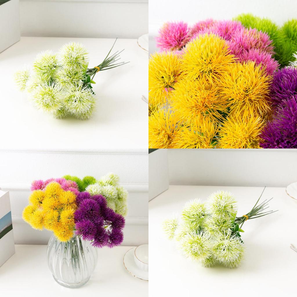 Artificial Dandelion Stem With Plastic Pot For Home Decor And Photography Props