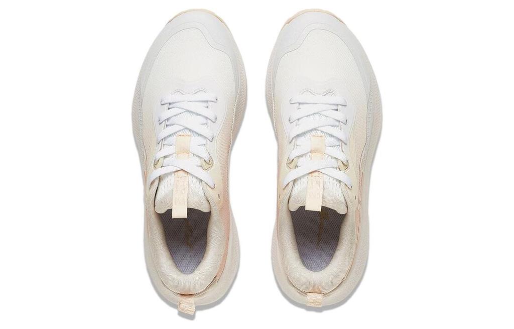 Li Ning Soft Go Slip Resistant Abrasion Resistant Low top Casual Shoes Women's White Apricot Gray AGLT180-2