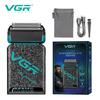 VGR New Reciprocating Men's Double Blade Shaver Gradient Color Ice Crack Body High-end Shaver Intelligent Digital Display Home Razor Shaver V-374
