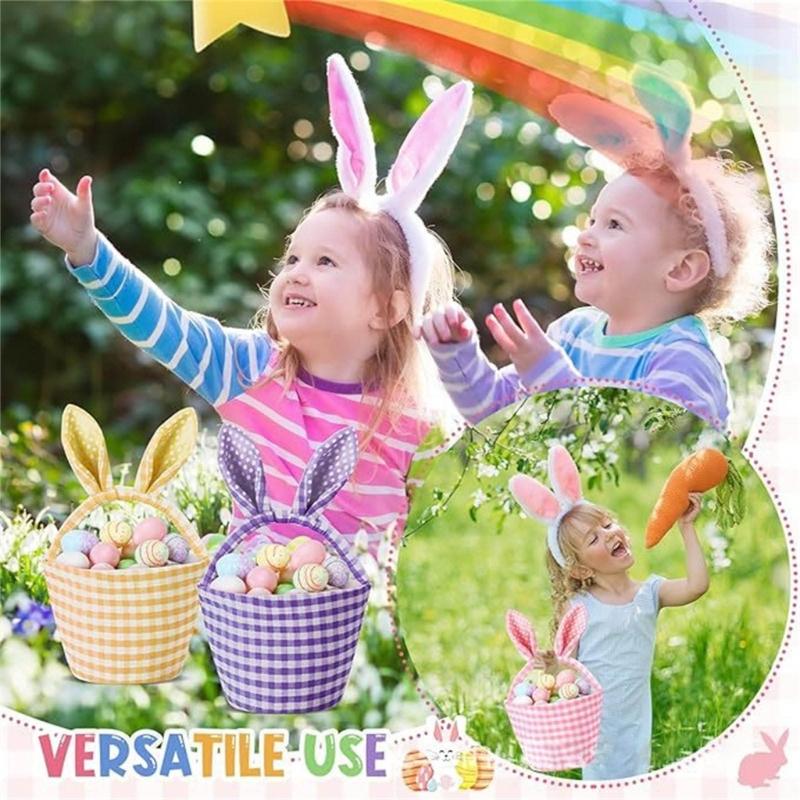 Portable Hanging Easters Decors Basket Rabbits Shape Easters Organizers  Basket For Kids Room Decors And Gift Presentation