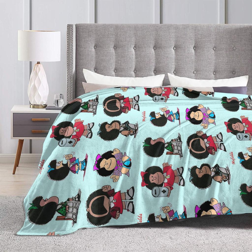 M-Mafaldas Blanket Kawaii Cute Amine Flannel Funny Soft Throw Blanket for Bedding Lounge Winter,