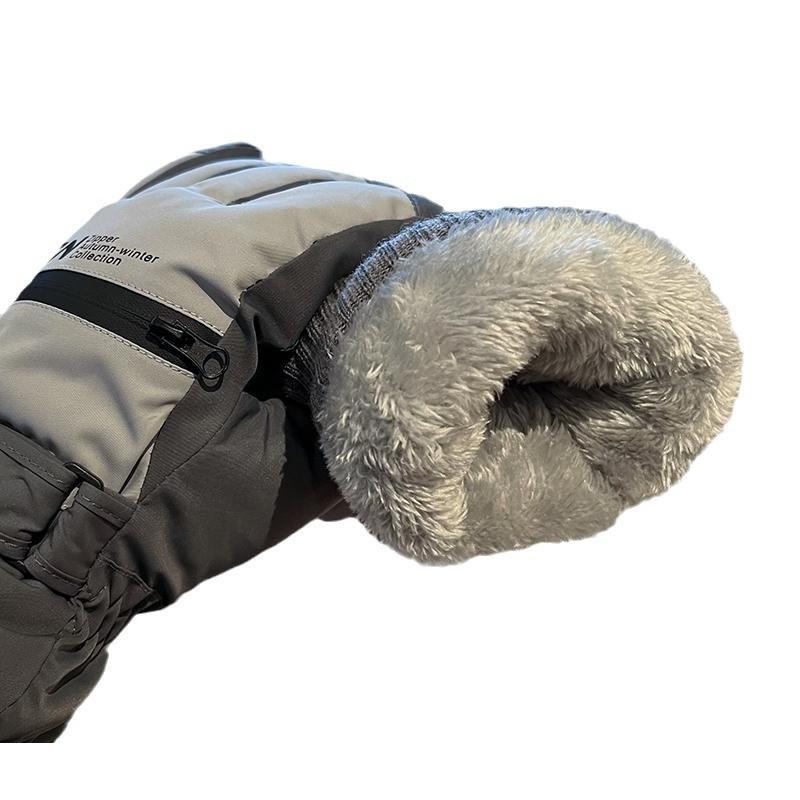 Men's Ski Gloves for Winter Playing In The Snow, Touch Screen, Water Repellent, Cold and Windproof Riding Gloves, Plus Velvet and Thickening