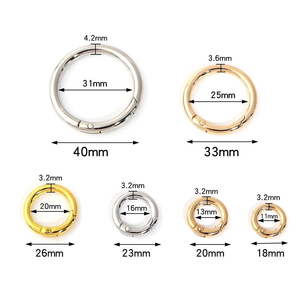 Metal O Ring Spring Clasps Multi Size Openable Round Keychain Bag Clips Hook Dog Chain Buckles Connector DIY Jewelry Making