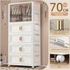Foldable plastic storage box simple wardrobe for home bedroom closet toy storage cabinet no installation required