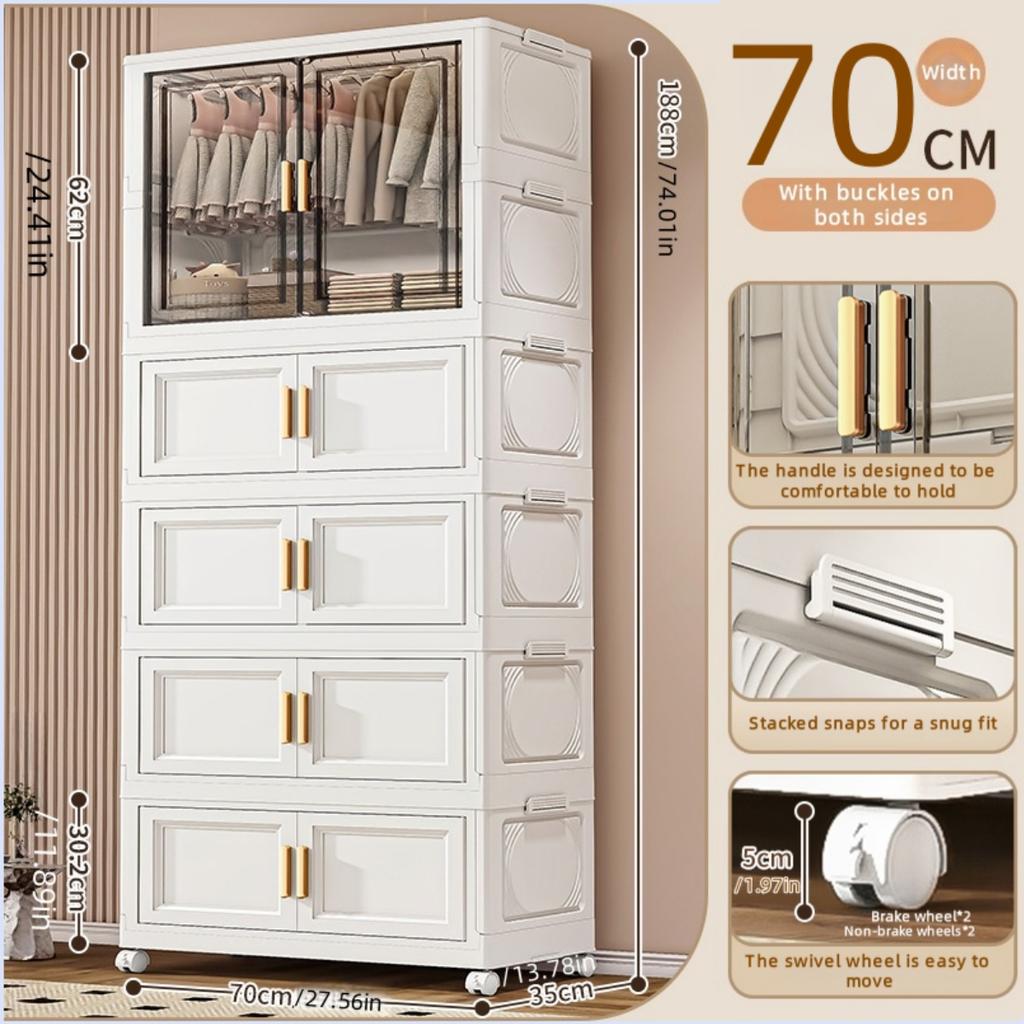 Foldable plastic storage box simple wardrobe for home bedroom closet toy storage cabinet no installation required