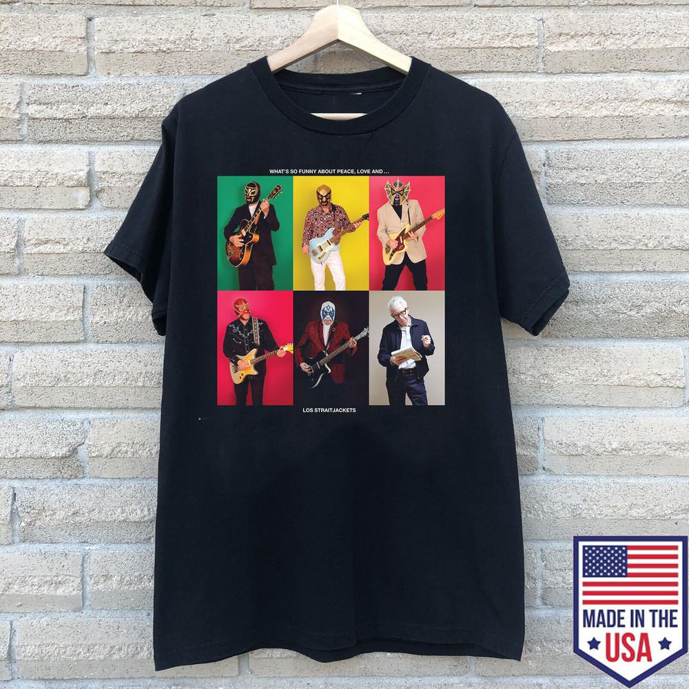 Что смешного в футболке Peace Love Los Straitjackets Полный размер S-5XL TT778 Унисекс Футболка XXXXL